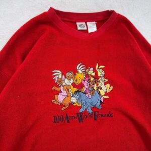 vintage WINNIE THE POOH 100 ACRE WOOD FRIENDS EMBROIDERED‎ FLEECE SWEATSHIRT XL
